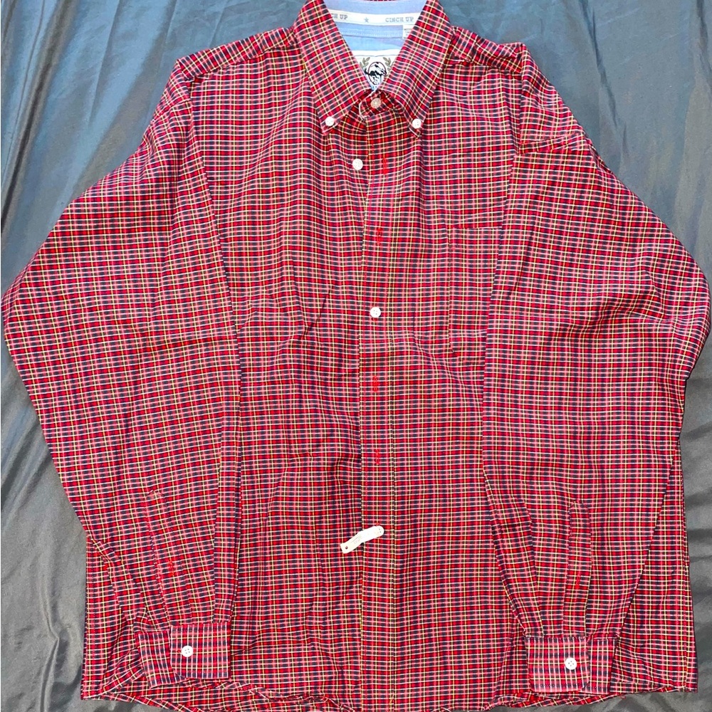 Cinch Men’s Contemporary Western Red Plaid Button Up Long Sleeve Shirt Large